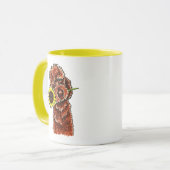 Sunny Chocolate Labradoodle Off-Leash Art™ Mok (Voorkant links)