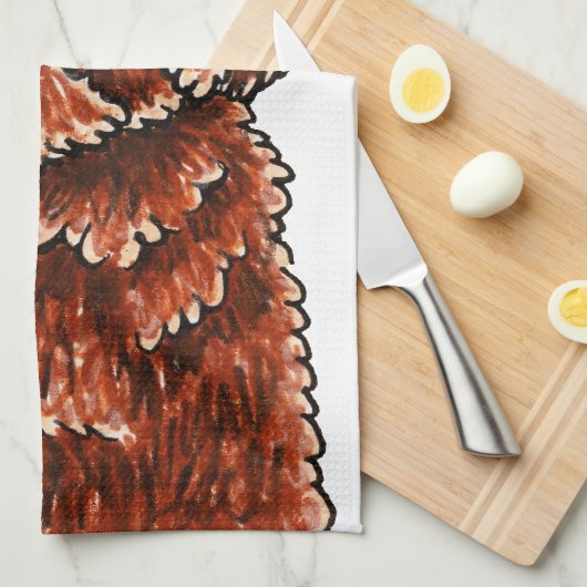 Sunny Chocolate Labradoodle Off-Leash Art™ Theedoek (Quarter Fold)