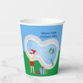Sunny Christmas Santa Claus Custom Pool Party Papieren Bekers (Achterkant)