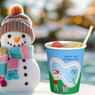 Sunny Christmas Santa Claus Custom Pool Party Papieren Bekers