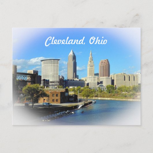 Sunny Cleveland River Skyline Briefkaart (Voorkant)