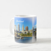Sunny Cleveland River Skyline  Koffiemok (Voorkant links)