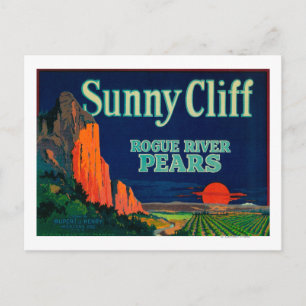 Sunny Cliff Pear Crate LabelMedford, OF Briefkaart