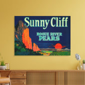 Sunny Cliff Pear Crate LabelMedford, OF Canvas Afdruk (Insitu (Woonkamer))