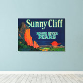 Sunny Cliff Pear Crate LabelMedford, OF Canvas Afdruk (Insitu (Houten vloer))