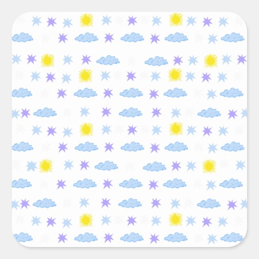 Sunny, Cloudy, Starry Weather Pattern Vierkante Sticker (Voorkant)