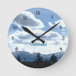 Sunny Colorado Mountain Uitzicht Acrylwandklok Ronde Klok