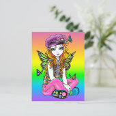 "Sunny" Cute Rainbow Butterfly Briefkaart (Staand voorkant)