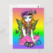 "Sunny" Cute Rainbow Butterfly Briefkaart (Voorkant / Achterkant)