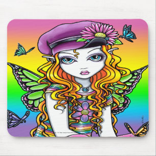 "Sunny" Cute Rainbow Butterfly Fairy Mousepad Muismat