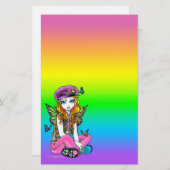"Sunny" Cute Rainbow Butterfly Fairy Stationery Briefpapier (Voorkant / Achterkant)