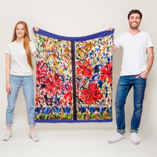 Sunny Day Blue Tulips Fleece Deken