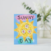 Sunny Day - Schattig Happy Sun Briefkaart (Staand voorkant)