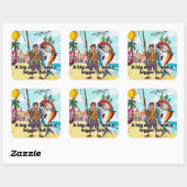 Sunny Day Vist Adventure Vierkante Sticker (Vel)