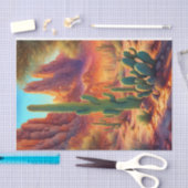 Sunny Desert Cactus Cliff Landschap Decoupage Tissuepapier (Craft)
