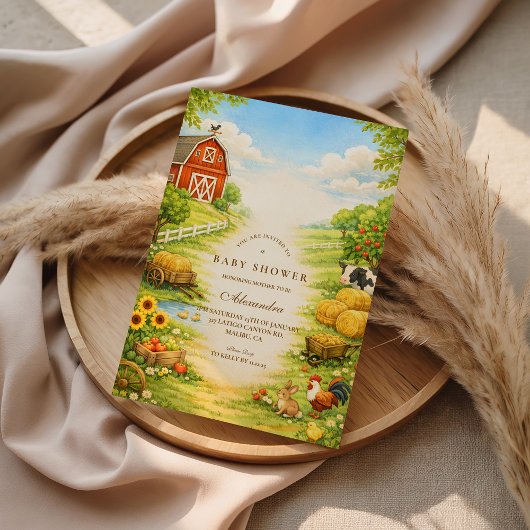 Sunny Farm Path Baby Shower Kaart