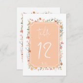 Sunny Fleur sauvage Mariage Numéro de table Peach  (Devant / Derrière)