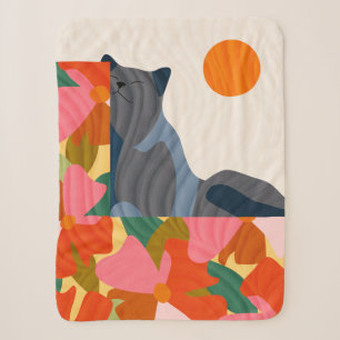 Sunny Garden Cat Sherpa Deken