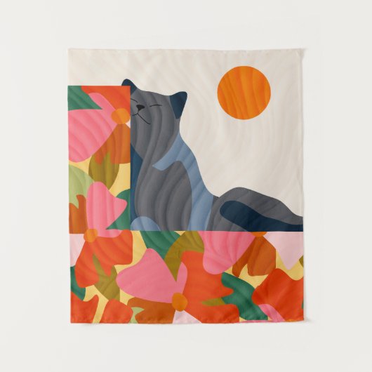 Sunny Garden Cat Wandkleed (Voorkant)