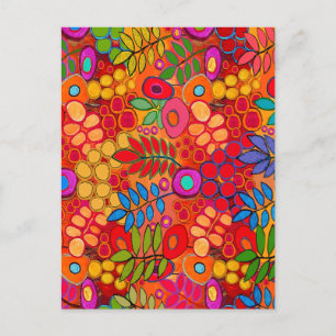 Sunny Garden Flowers - Red Yellow Sinaasappel Briefkaart