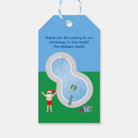 Sunny Kerstkerstkerstkerstman Cute Custom Pool Par Cadeaulabel (Voorkant)