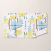 Sunny Kinder Pattern, Boat, Octopus en Sun Clipart Bad Handdoek (Handdoek)