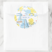 Sunny Kinder Pattern, Boat, Octopus en Sun Clipart Ronde Sticker (Tas)