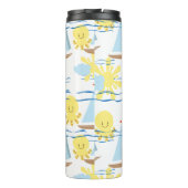 Sunny Kinder Pattern, Boat, Octopus en Sun Clipart Thermosbeker (Achterkant)