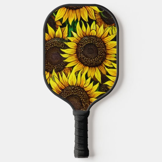 Sunny Large Sunflower Patroon Pickleball Paddle (Voorkant)