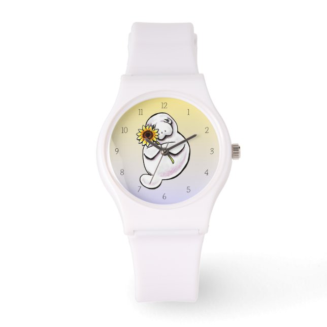 Sunny Manatee Off-Leash Art™ Horloge (Voorkant)