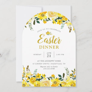 Sunny Meadow Floral Dîner de Pâques Invitation