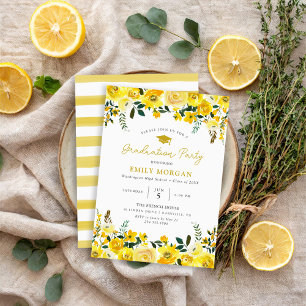 Sunny Meadow Floral Graduation Party Uitnodiging