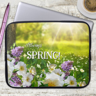 Sunny Meadow met Flowers Spring-laptophoes Laptop Sleeve