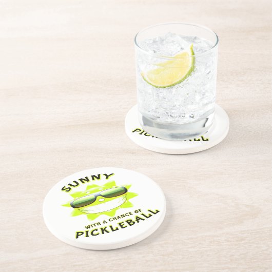 Sunny met een kans op PickleBall Zandsteen Onderzetter (Zijkant)