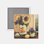 "Sunny Morning" Art fin magnet Carré floral (Recto/Verso)
