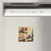 "Sunny Morning" Art fin magnet Carré floral (In Situ (Lave-vaisselle))