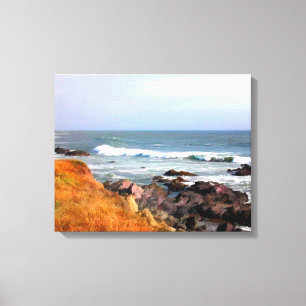 Sunny Ocean Shoreline Cambria California Canvas Afdruk