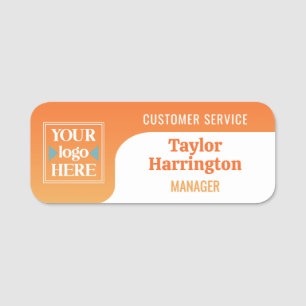 Sunny Oranje Voeg uw Logo-werknemersnaam en -titel Naamplaatje