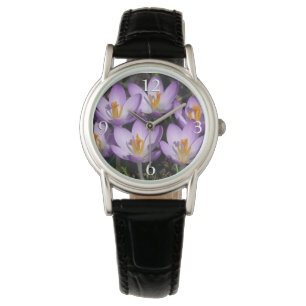 Sunny Paarse Crocuses Horloge