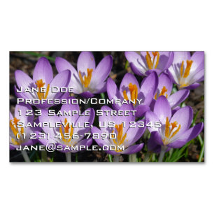 Sunny Paarse Crocuses Magnetisch Visitekaartje