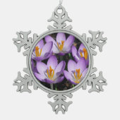 Sunny Paarse Crocuses Tin Sneeuwvlok Ornament (Voorkant)