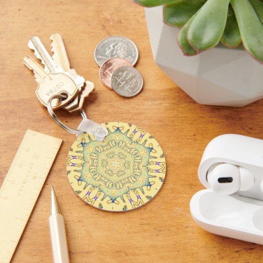 Sunny Pattern in Gentle Yellow Sleutelhanger (Bureau)