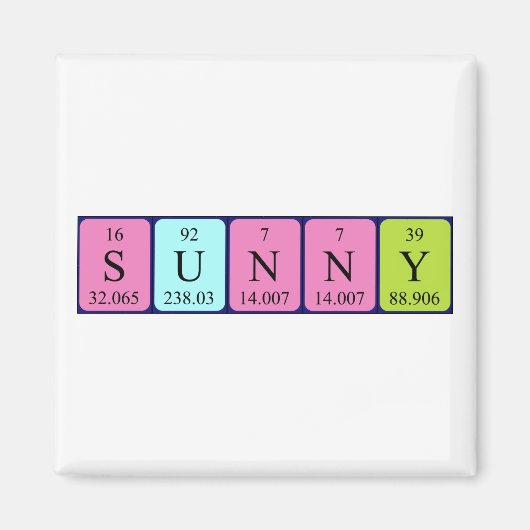Sunny Periodigtable Name Magnet Magneet (Voorkant)