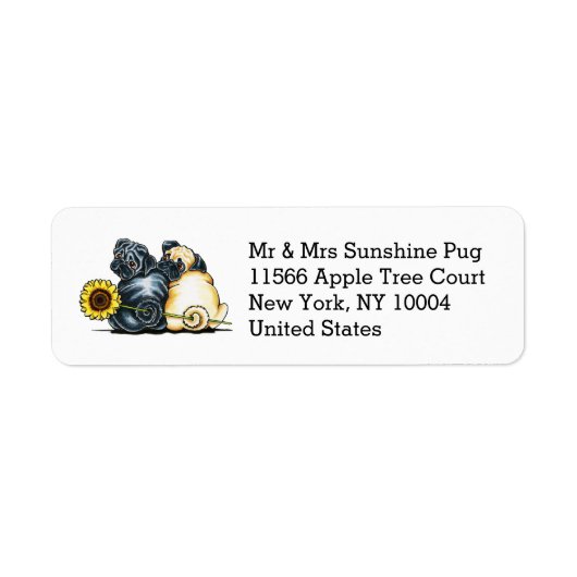 Sunny Pugs Personalized Etiket (Voorkant)