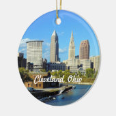 Sunny River Skyline Cleveland Keramisch Ornament (Links)