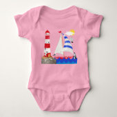 Sunny Sailing Ocean Adventure Sailboat Lighthouse Romper (Voorkant)