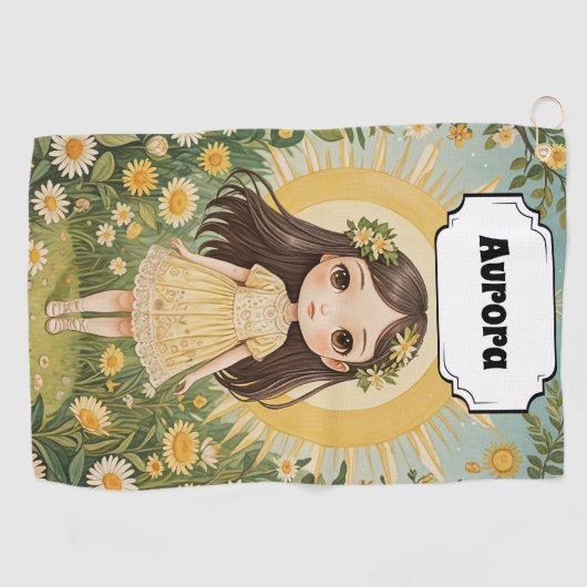 Sunny Serenade gepersonaliseerd Golfhanddoek (Horizontaal)