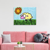Sunny Sheep Canvas Afdruk (Insitu (Woonkamer))