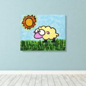 Sunny Sheep Canvas Afdruk (Insitu (Houten vloer))