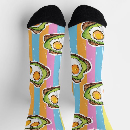 Sunny Side Up - Avocado Eggs Toast Pattern Sokken (Top)